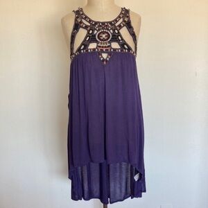 NWOT Free People Vision Quest high low embroidered beaded top XS